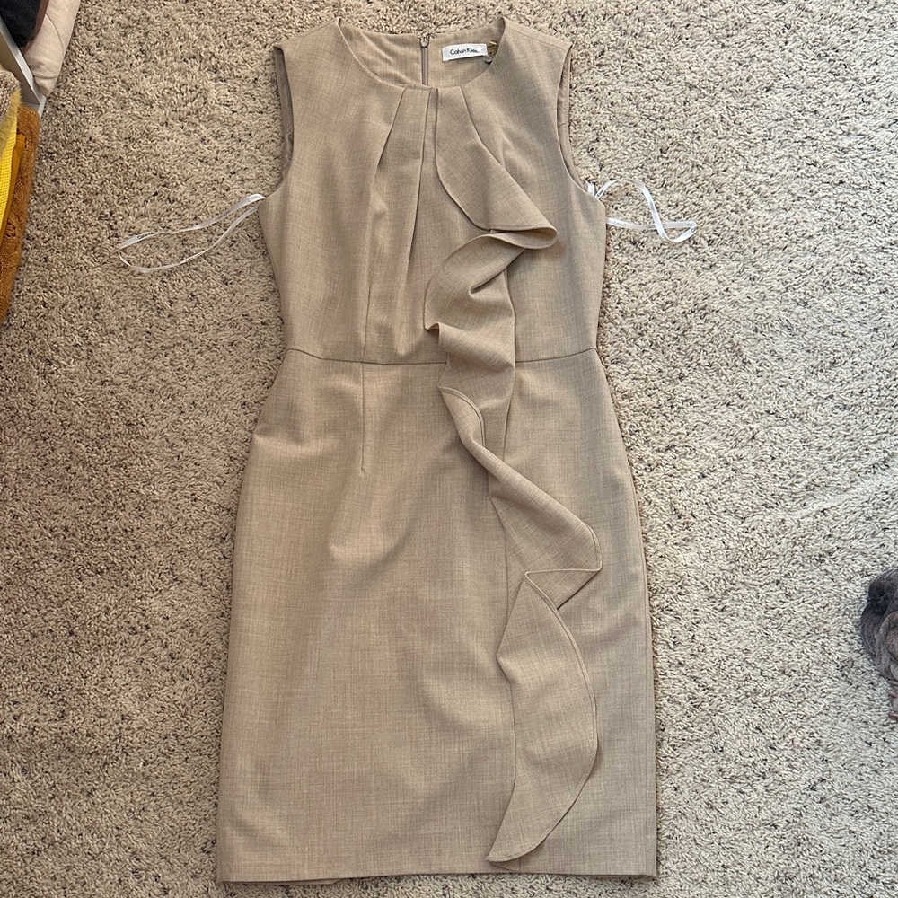 Calvin Klein Beige Asymmetrical Dress